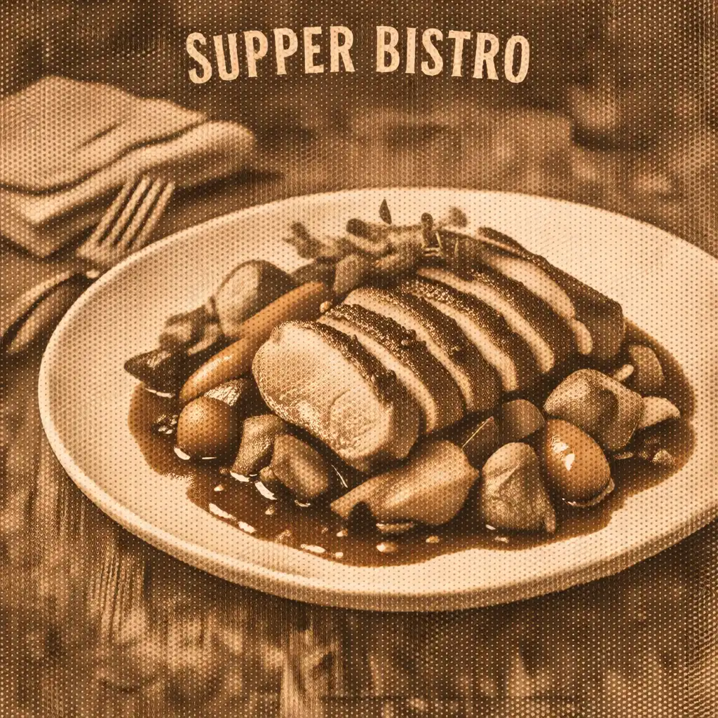 Danie wieczorne z karty Supper Bistro – pieczona kaczka z warzywami